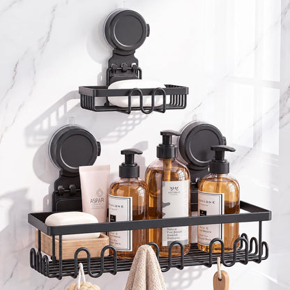 JOTPE Shower Caddy Suction Cup, No Drill Shower Shelves for Bath, 2 Pack