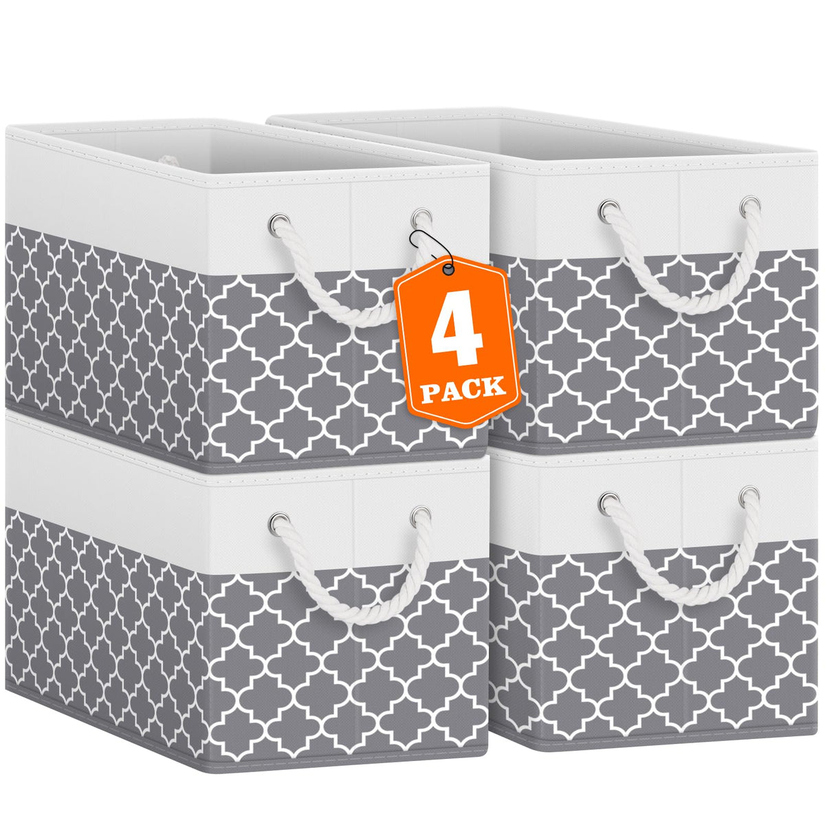 Fab totes Storage Bins Foldable Storage Baskets with Rope Handles