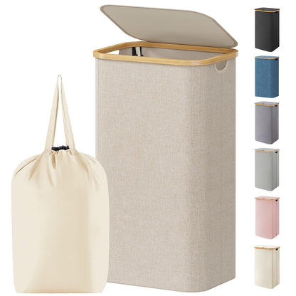 Lifewit 105L Large Laundry Basket with Lid, Removable Bags, Green