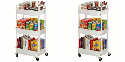 Sywhitta 4-Tier Plastic Rolling Utility Cart with Wheels for Storage,White