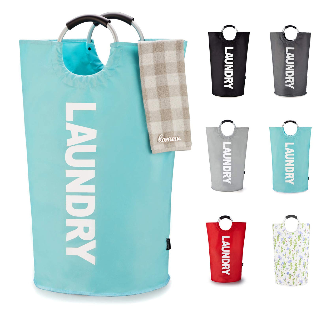 Caroeas Tall Laundry Basket 90L, Large Hamper, Freestanding Laundry Bag