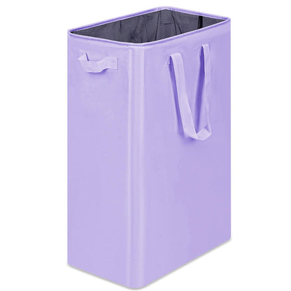 efluky Slim Laundry Basket, Narrow Laundry Hamper with Handles, Collapsible Dirty Clothes Hamper, Tall Laundry Bin for Laundry Room, Dorm and Bedroom, 12.7 Gallons(48L) Beige