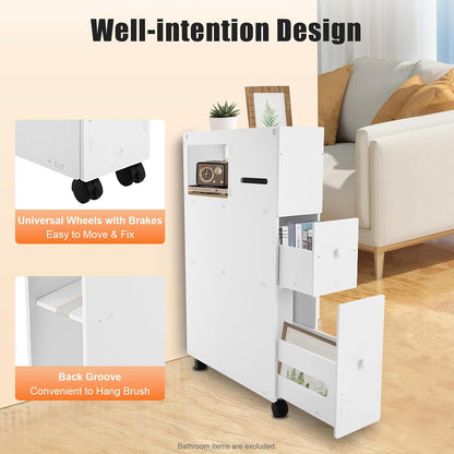 110Lbs Slim Bathroom Storage Cabinet, Modern Floor Storage Cabinet for Home