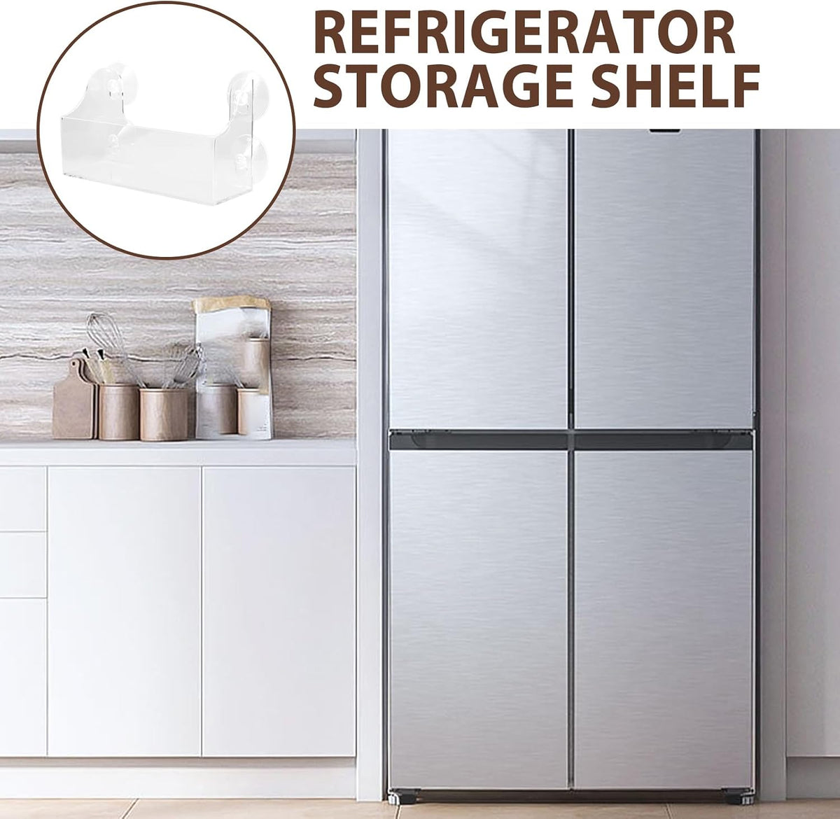 Homoyoyo Clear Suction Rack Refrigerator Shelf Drink Holder for Fridge Beverage Shelf Organizer for Kitchen Storage Adjustable Wall-Mount Display Frame for Beverages 8.07 X 4.52 X 2.75 in