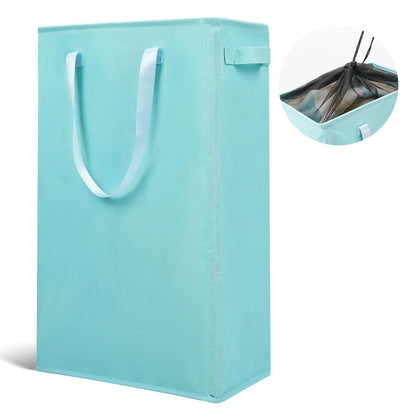 Odonata Slim Laundry Hamper Handles Collapsible Laundry Basket Thin Dirty Clothes Basket Narrow Laundry Bag Foldable Dirty Hamper 45L (Beige)