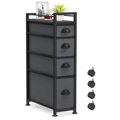 LASZOLA Narrow Cabinet Slim Storage Cart for Bathroom Small Space, Black