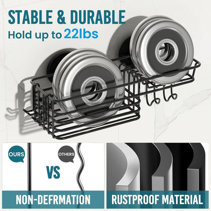TAILI Shower Caddy Suction Cup with Hooks and Soap holder, Black