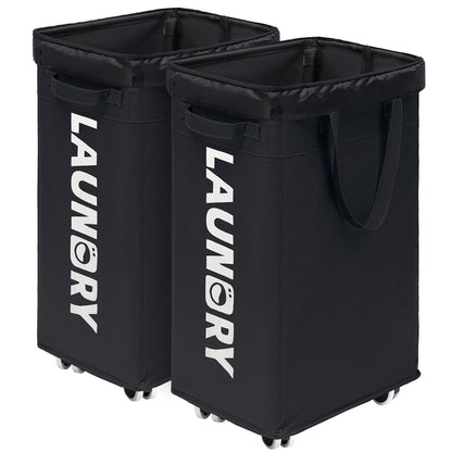 CHICVITA 75L Rolling Laundry Basket with Wheels Removable Wash Bag, Pink