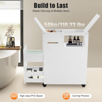 110Lbs Slim Bathroom Storage Cabinet, Modern Floor Storage Cabinet for Home