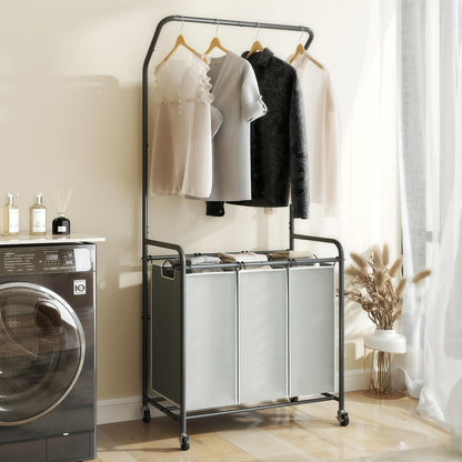 ROMOON Laundry Sorter Hamper 3 Section, Divided Laundry Basket Organizer