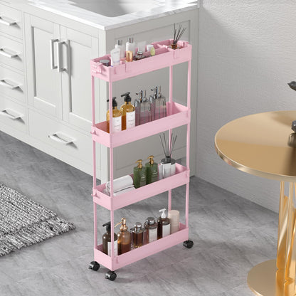 SPACELEAD Slim Storage Cart(2 Pack),4-Tier Rolling Utility Organizer