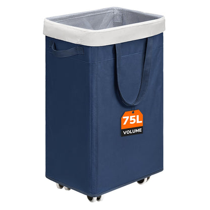 CHICVITA 75L Rolling Laundry Basket with Wheels Removable Wash Bag, Pink