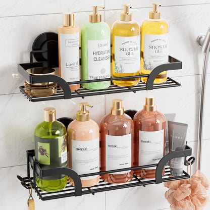 TAILI 2 Pack Shower Caddy Suction Cup, Heavy Duty Shower Organizer, Black