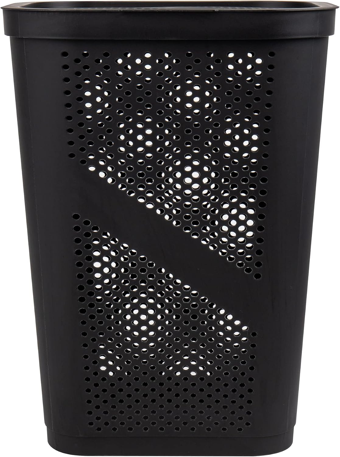 Mind Reader Slim Laundry Hamper with Lid, 60L Ventilated Clothes Baskets, Tapered Design for Bathrooms, Closets, Plastic, Set of 2, Black