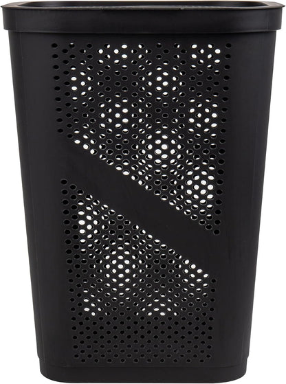 Mind Reader Slim Laundry Hamper with Lid, 60L Ventilated Clothes Baskets, Tapered Design for Bathrooms, Closets, Plastic, Set of 2, Black