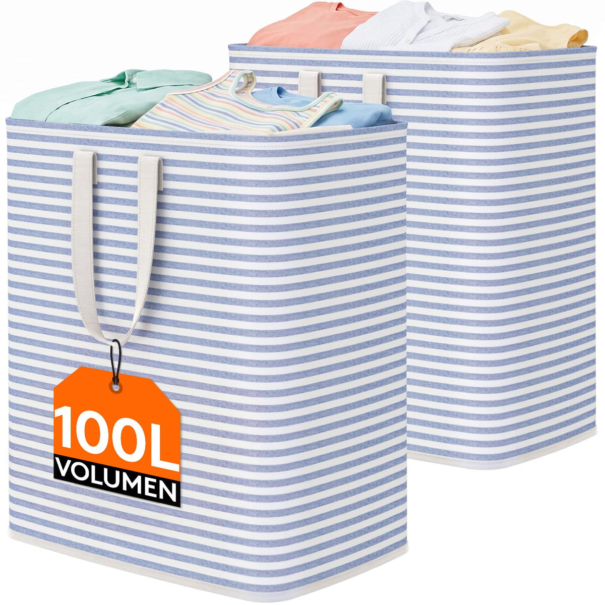Lifewit 80L Large Laundry Baskets, Laundry Hampers Bags, 2 Pack, Beige