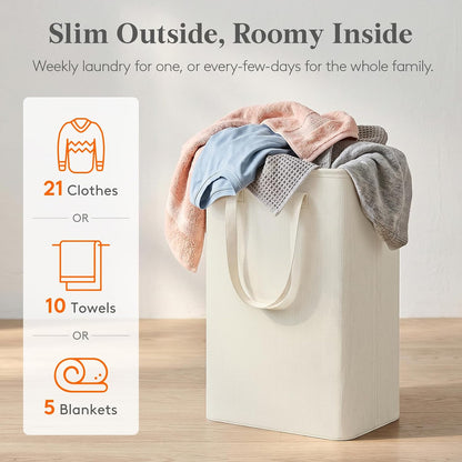 Lifewit Slim Collapsible Laundry Basket with Handles, 50L, Beige