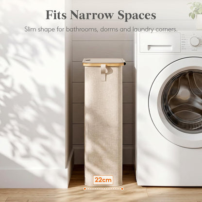 Lifewit 65L Slim Laundry Hamper with Lid and Removable Bag, Beige