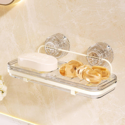 Suction Cup Shower Caddy, Wall Mounted No Drilling Bathroom Shower Organizers Storage Rack, Removable Shelves for Inside the Shower, Clear