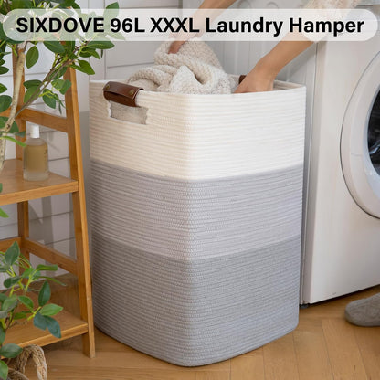 Laundry Hamper 96L Extra Large Laundry Basket, Woven Blanket Basket