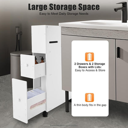 110Lbs Slim Bathroom Storage Cabinet, Modern Floor Storage Cabinet for Home