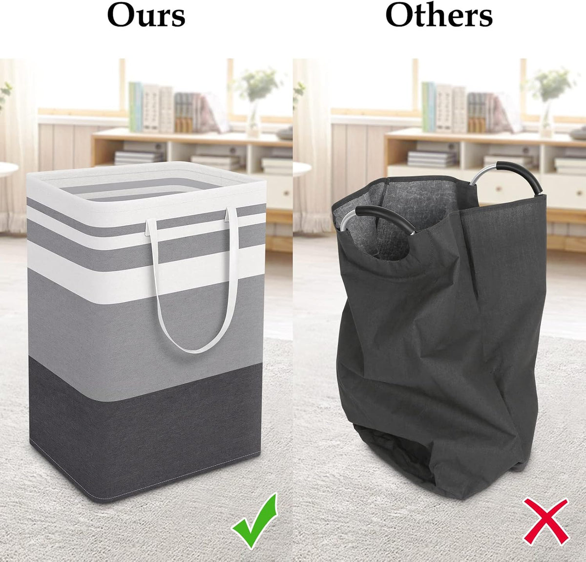 StorageRight Laundry Basket Hamper, 75L Collapsible Clothes Storage, Grey