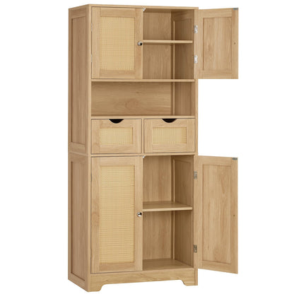 Iwell 66.9" Tall Bathroom Storage Cabinet with 2 Doors & 1 Drawer