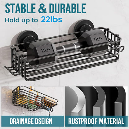 TAILI 2 Pack Shower Caddy Suction Cup, Heavy Duty Shower Organizer, Black