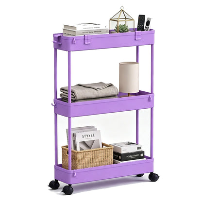 SPACELEAD Slim Storage Cart 3 Tier,Bathroom Organizer Rolling Utility,Mobile Shelving Unit Slide Out for Office, Kitchen, Laundry Room & Narrow Places,Black