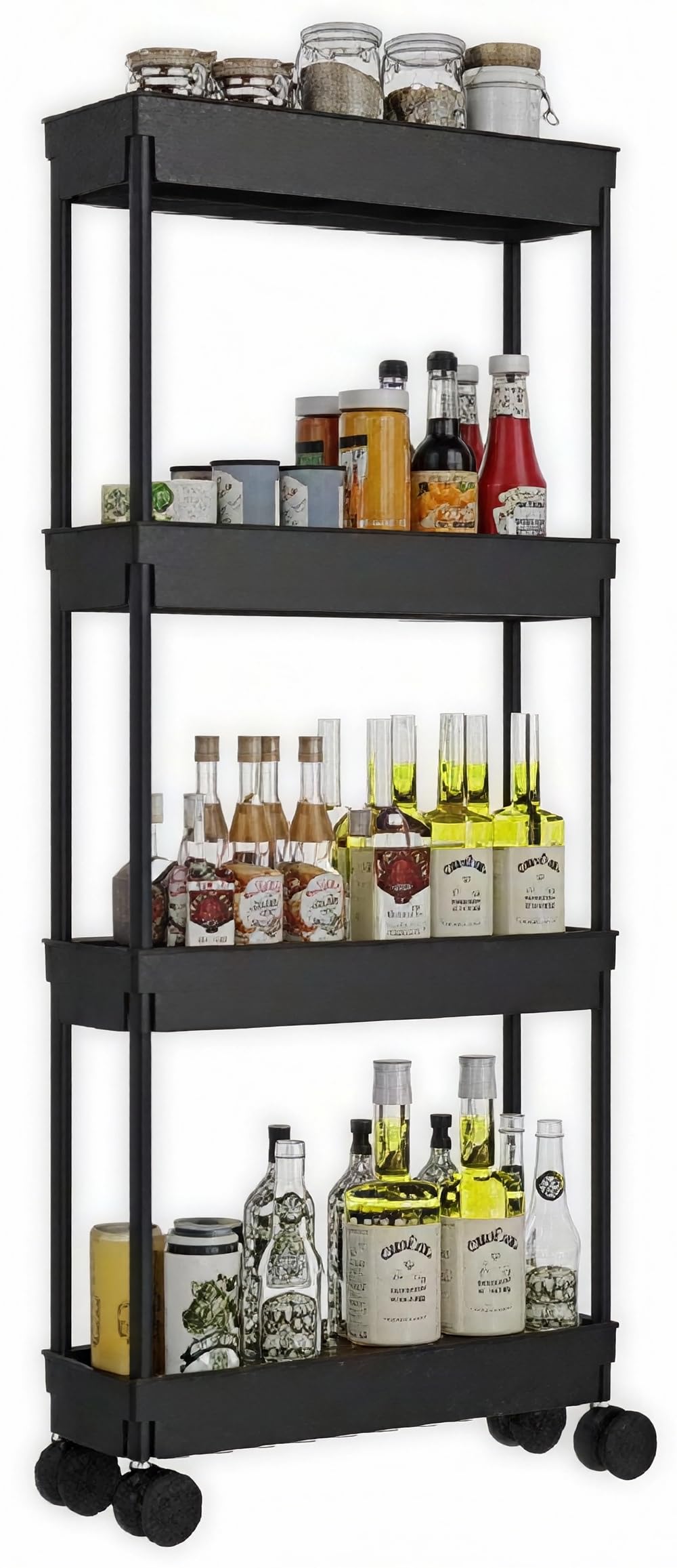 Sooyee 4 Tier Slim Storage Cart, Black