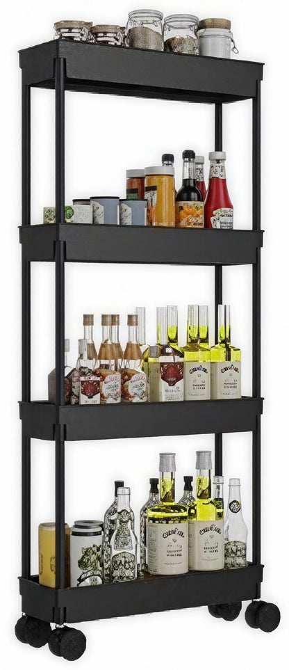 Sooyee 4 Tier Slim Storage Cart, Black