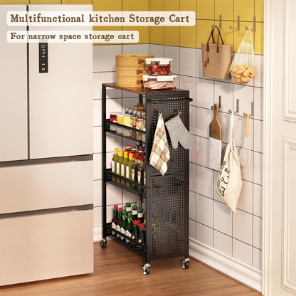 Utility Slim Storage Cart 4 Tier Rolling Laundry Room Organization Cart：