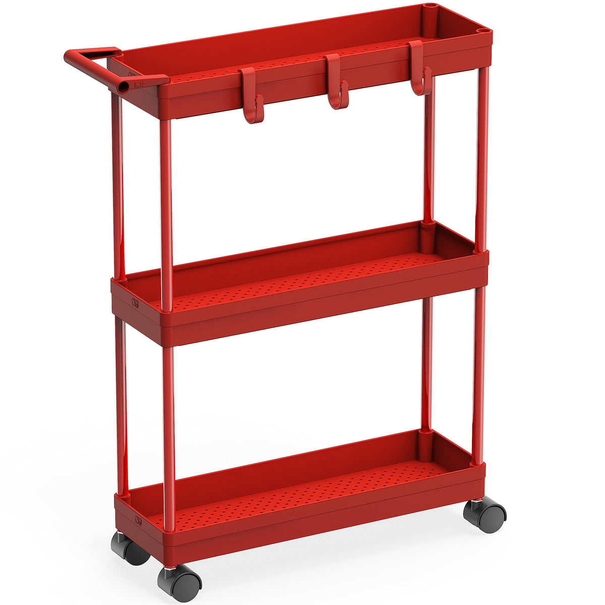 Simple Houseware 3-Tier Slim Rolling Cart w/Handle 5.5" Wx27.5 H, Black