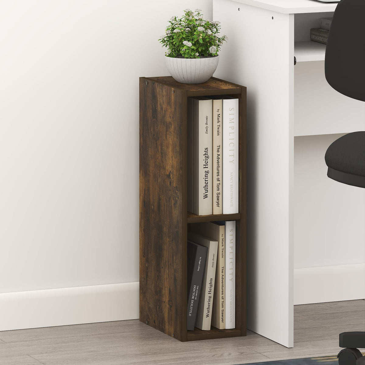 Furinno LUDER Book Shelf, 6-Tier Tall Modern Bookshelf, Bookcase with Open Shelves, 9.3 x 12 x 71, for Living Room, Bedroom, Home Office, White