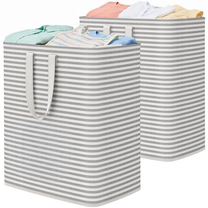 Lifewit 75L Large Laundry Baskets, Laundry Hampers Bags, 2 Pack, Grey