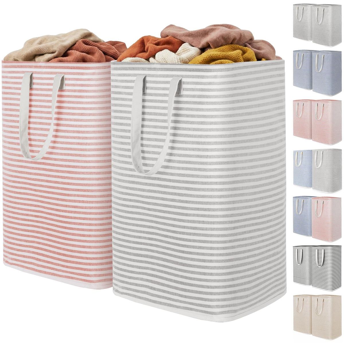 Lifewit 75L Large Laundry Baskets, Laundry Hampers Bags, 2 Pack, Grey