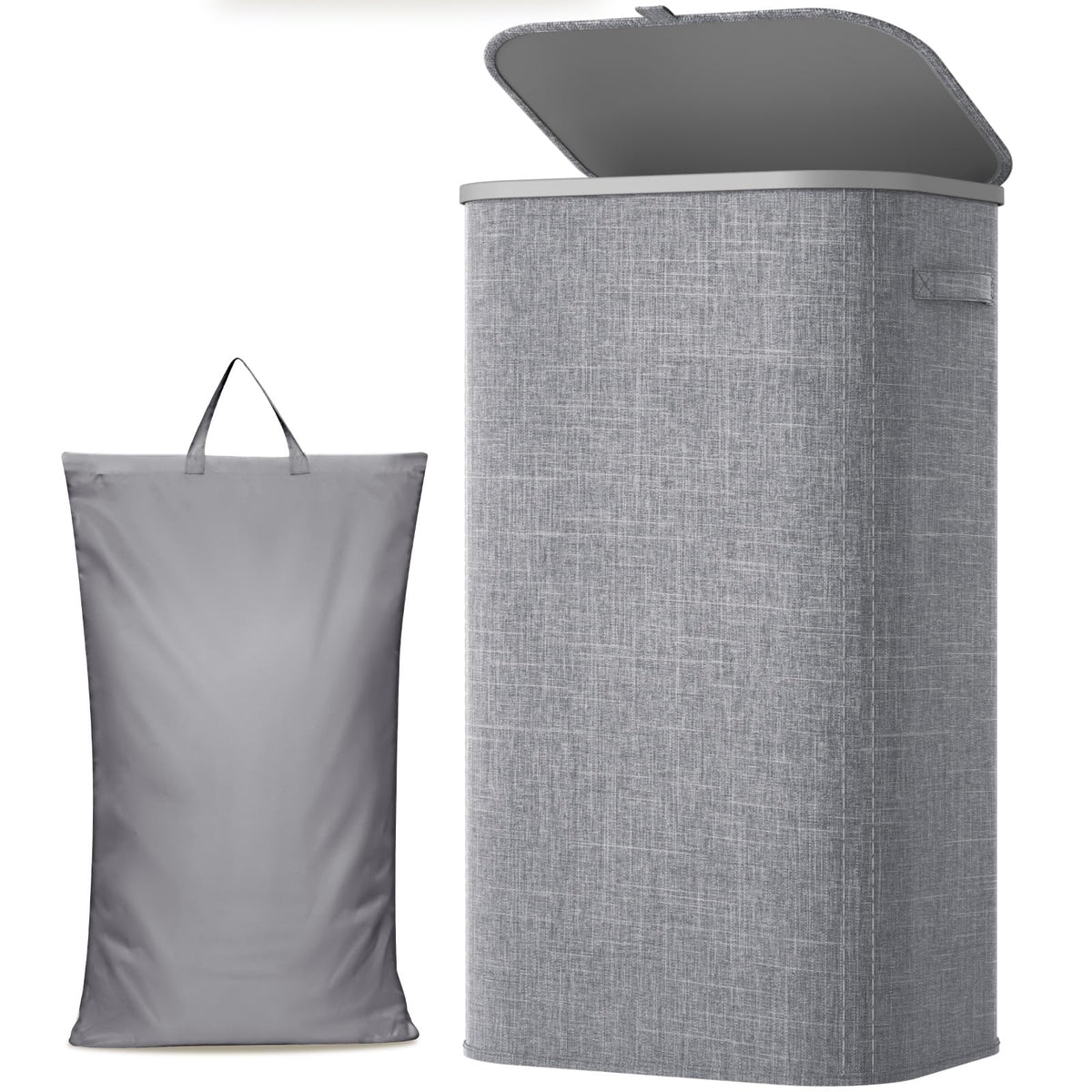 Lifewit 105L Large Laundry Hamper with Lid, Removable Inner Bag, Beige