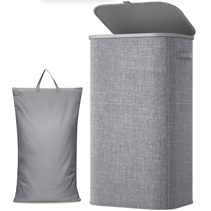 Lifewit 105L Large Laundry Hamper with Lid, Removable Inner Bag, Beige