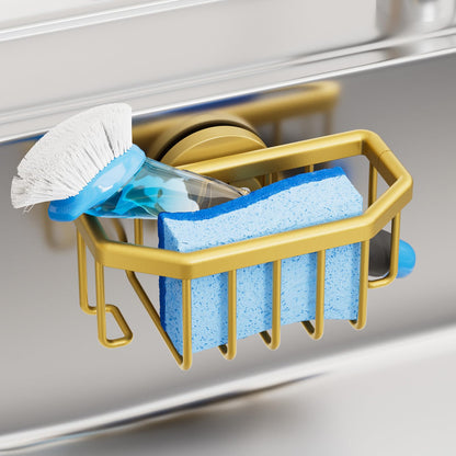 TAILI Sponge Holder for Kitchen Sink with Strong Suction Cup-Silver