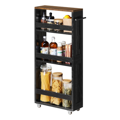 VASAGLE 4-Tier Slide-Out Storage Cart, Slim Kitchen Cart with Wheels