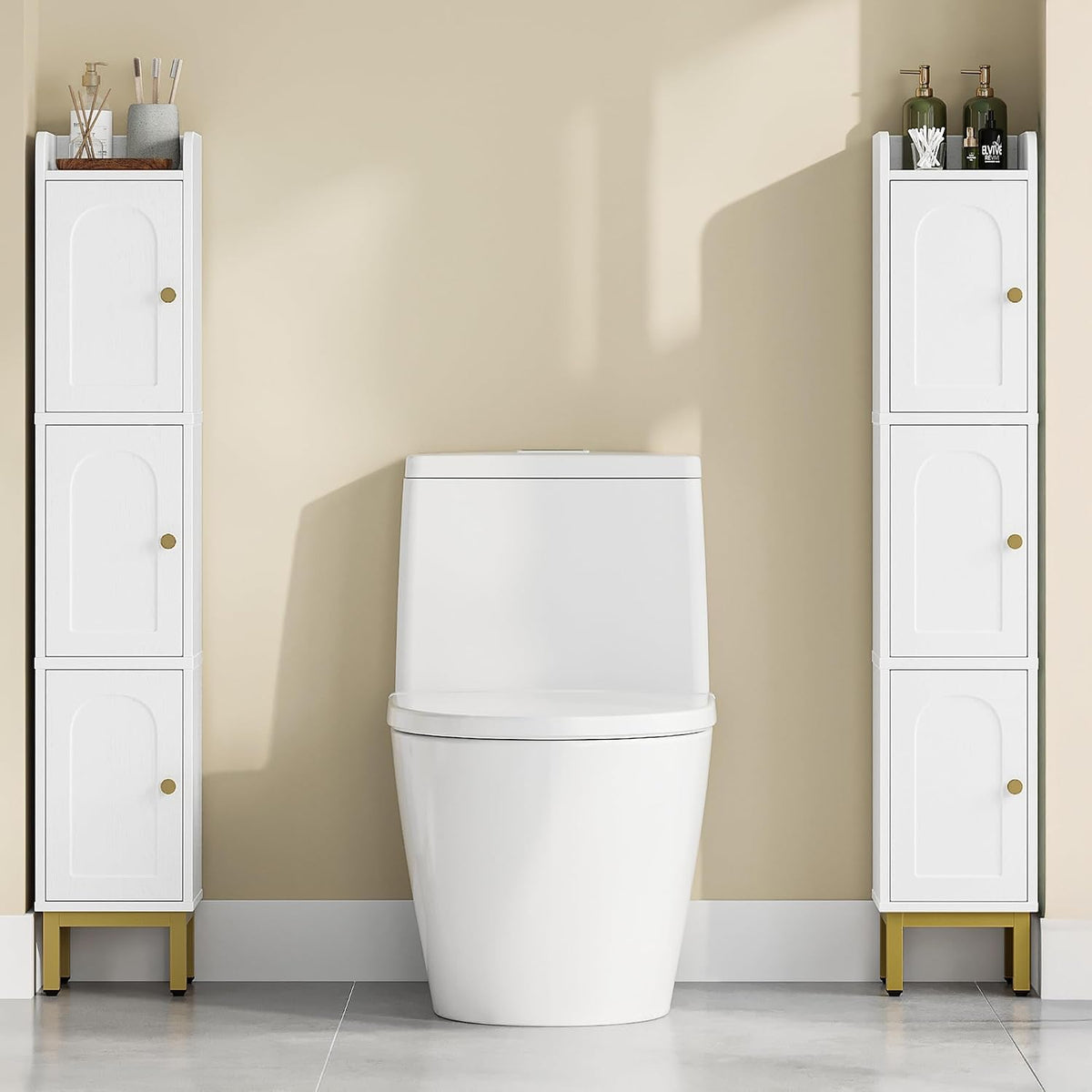 Hzuaneri Slim Bathroom Storage Cabinet, Narrow Bathroom Organizers,3 Doors