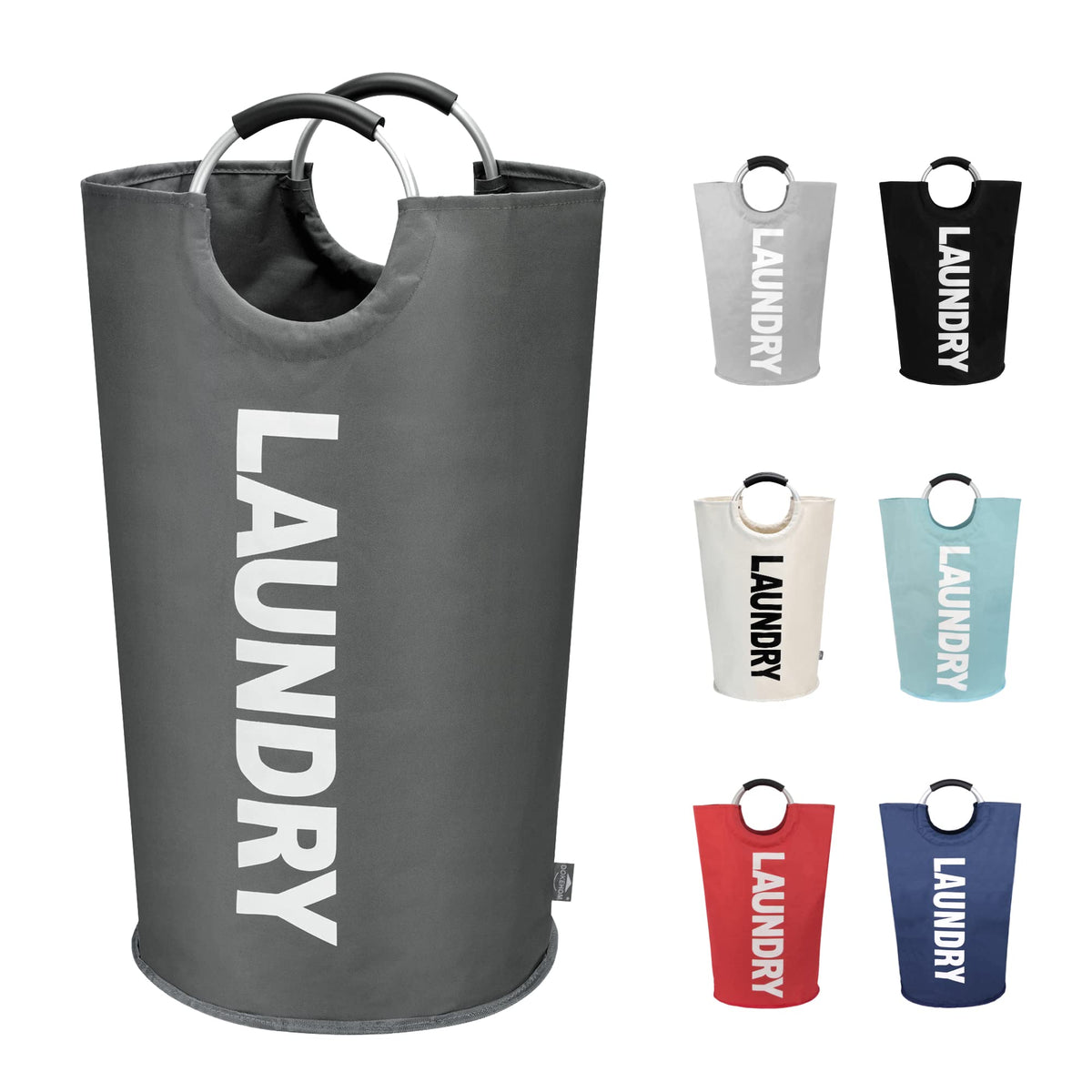 DOKEHOM 90L Large Laundry Basket Bag, Collapsible Tall Hamper, Black