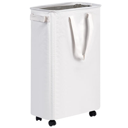 efluky Slim Laundry Hamper with Wheels, Rolling Laundry Basket for Clothes, Small Laundry Basket for Bedroom, Dorm and Laundry Room, 60L Beige