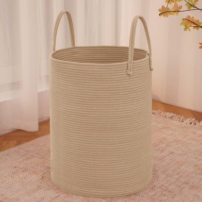 JMvicyroam 60L Cotton Rope Laundry Basket Hamper, Brown