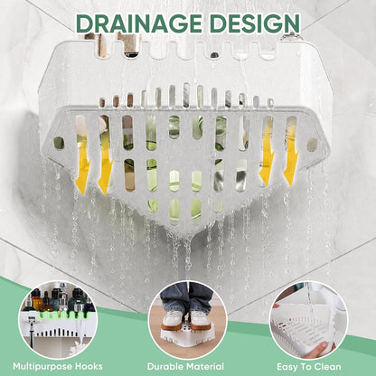 LUXEAR Corner Suction Cup Shower Caddy - White