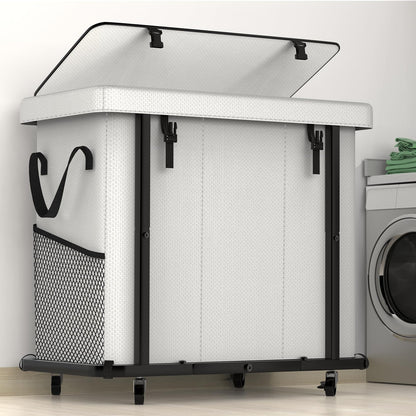 Laundry Hamper with Lid,150L Rolling Laundry Basket with Wheels,Grey