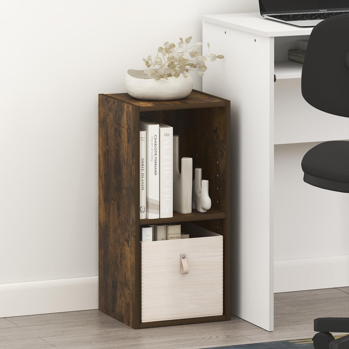 Furinno LUDER Book Shelf, 6-Tier Tall Modern Bookshelf, Bookcase with Open Shelves, 9.3 x 12 x 71, for Living Room, Bedroom, Home Office, White