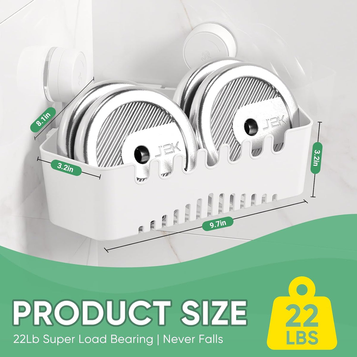 LUXEAR Corner Suction Cup Shower Caddy - White