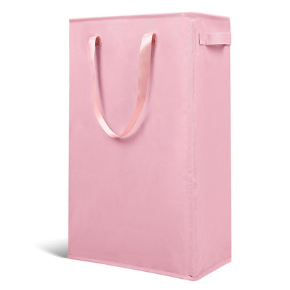 Odonata Slim Laundry Hamper Handles Collapsible Laundry Basket Thin Dirty Clothes Basket Narrow Laundry Bag Foldable Dirty Hamper 45L (Beige)