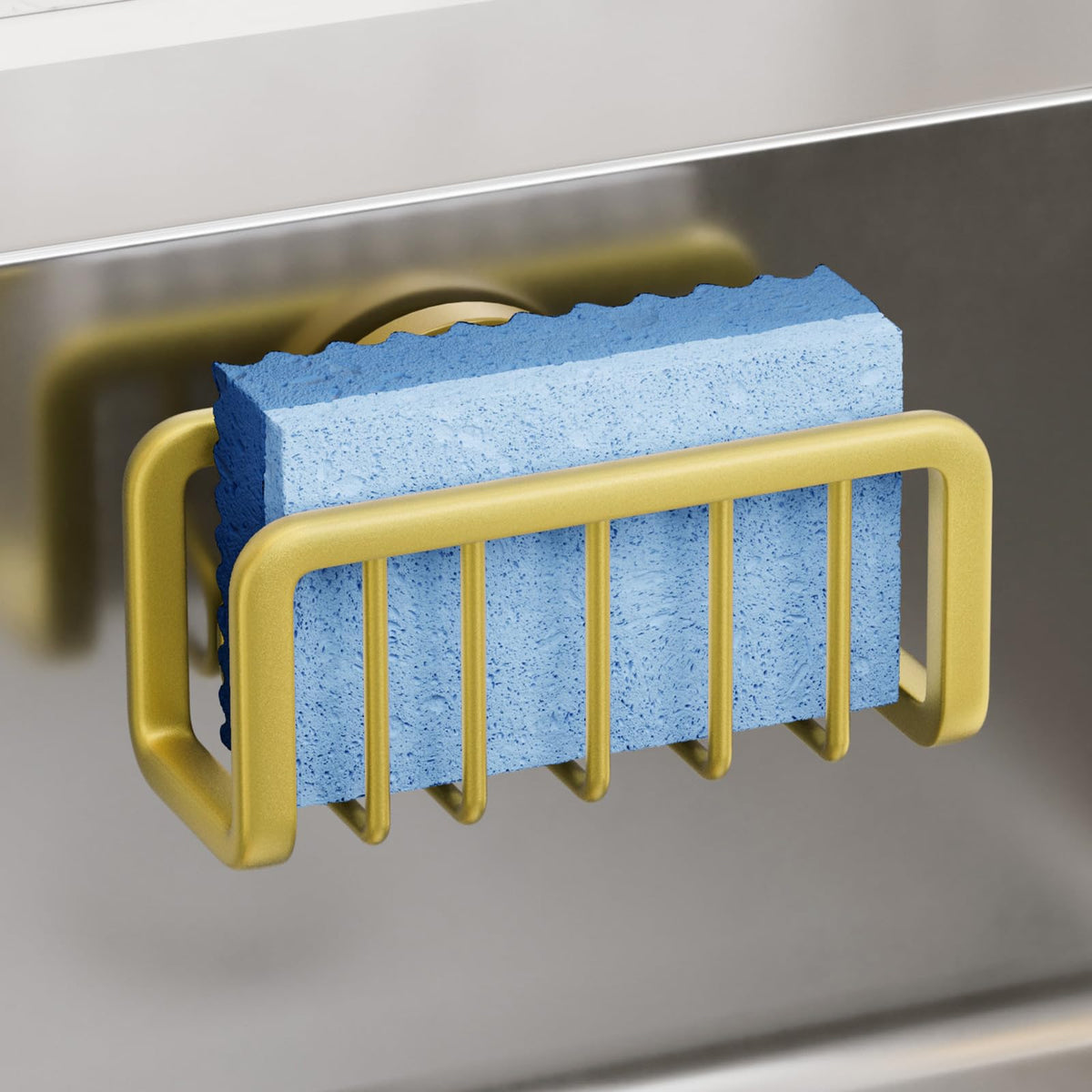 TAILI Sponge Holder for Kitchen Sink with Strong Suction Cup-Silver